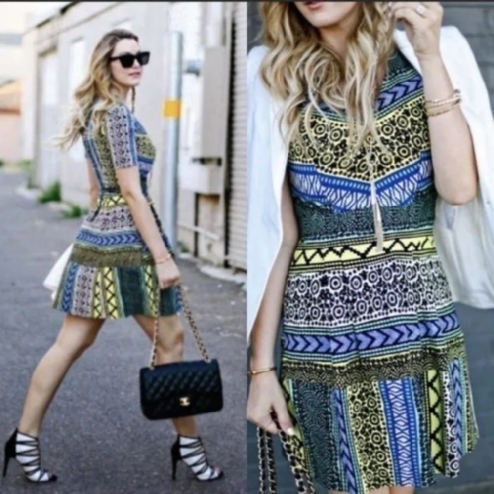 Anthropologie Plenty by Tracy Reese Peruvian Print New Moon Fit Flare Dress 0P